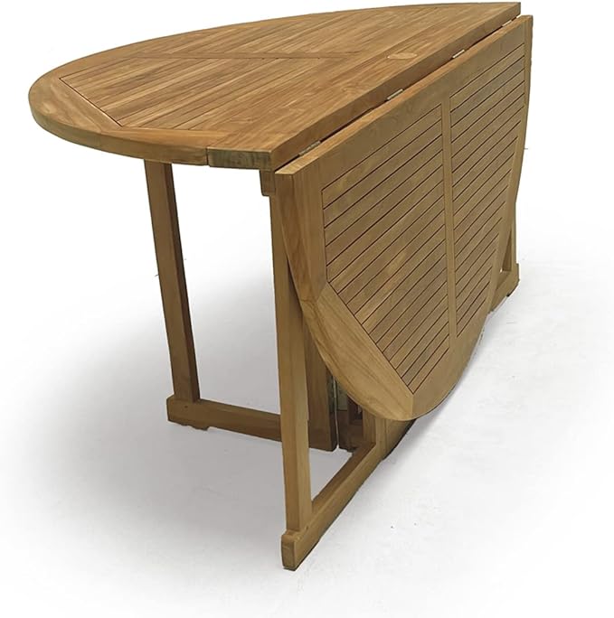 7 Piece Indoneisan Grade A Teak Outdoor Folding Dining Set. Patio Dining Set with One 59" Round Folding Round Table and 6 Folding Side Chairs