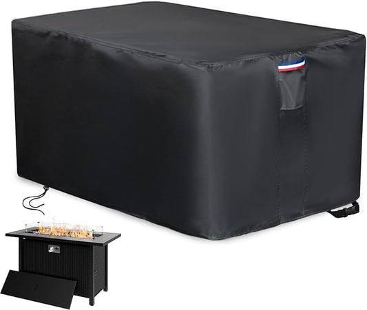 Rectangle Fire Pit Cover,Waterproof 600D Heavy Duty Outdoor Firepit Table Cover For 45 Inch Rectangular Propane Gas Fire Pit Table,Tear Resistant Fireplace Covers - 46"L x 24"W x 24"H,Black