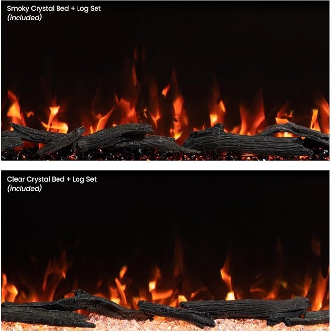 Modern Ember Highmark 50 Inch Smart Linear Electric Fireplace - Premium Flame with 10 Colors, Sleek Hidden Vent Design, Install Recessed in-Wall or Wall-Mount, WiFi Enabled