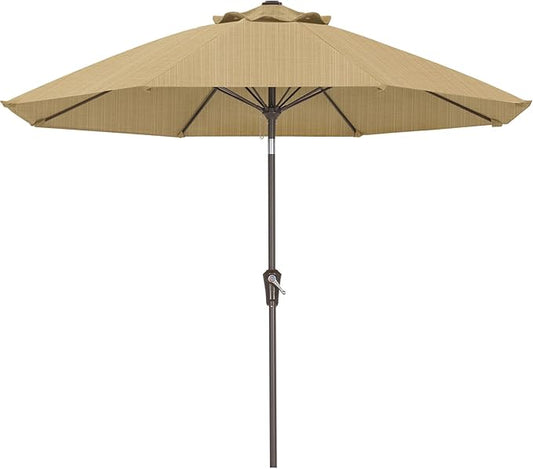 ABCCANOPY 10-Year No Fading 9FT Patio Umbrella, Acrylic Outdoor Table Umbrella with 8 Sturdy Ribs for Deck, Backyard, Garden, Yard (Khaki)