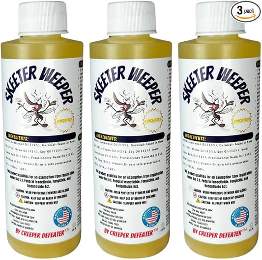 Skeeter Weeper® Premium Natural Mosquito/Pest Control Misting Solution (3 Pack of 6 oz Concentrates, Regular Strength, Cedar-Free)