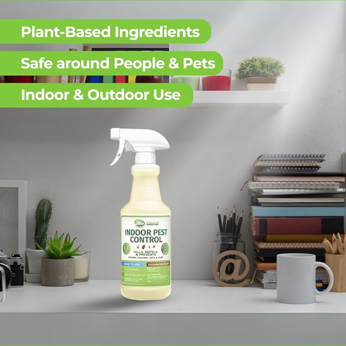 Mosquito Magician Indoor Pest Spray – Design for Indoor Use to Neutralize Spiders, Roaches, Ants & Flies with Plant-Sourced Essential Oils, Efficient Ready to Use Home Pest Spray – Lemongrass, 16 OZ