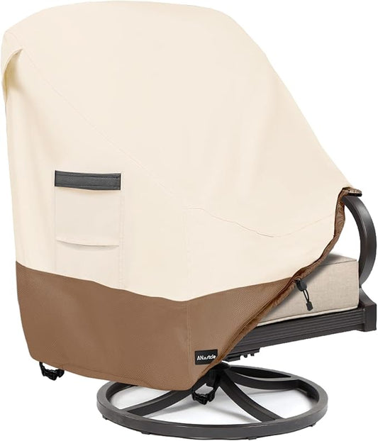 Patio Chair Covers,600D Waterproof Heavy Duty Outdoor Lawn Patio Furniture Covers,Patio Swivel Chair Covers for Outdoor Furniture,(30W x 34D x 36H inches) Beige&Brown