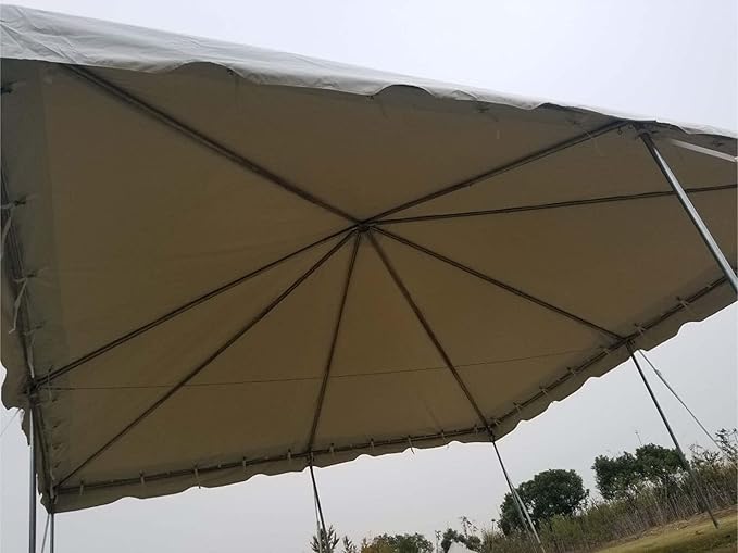 Party Tents Direct 20'x20' Weekender West Coast Tent Frame Party Tent (Yellow/White) PVC Top with Storage Bag - Tents for Parties, Weddings, Birthdays, Banquets, Fiestas, Workshop, Outdoor Event
