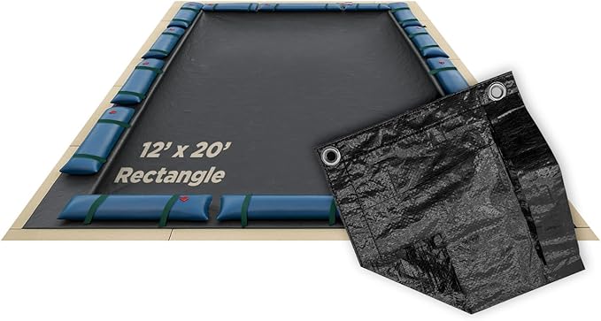 Buffalo Blizzard Economy 12 ft x 20 ft Rectangular Winter Pool Cover | Black/Blue | Closing Inground Swimming Pools | Easy to Install | Heavy Duty, Cold & UV Resistant | Shields from Seasonal Debris