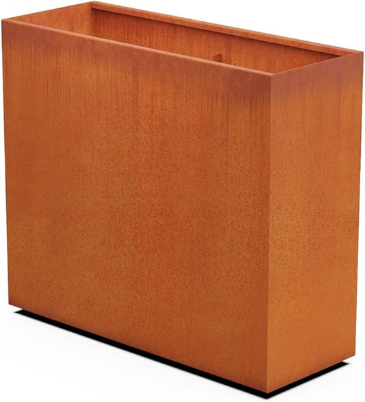 Plantercraft Large Rectangular Planters for Outdoor Plants - 42" Tall Extra Large Outdoor Planters for Privacy Screen | 48x18 Corten Steel Planter Box, Made in USA