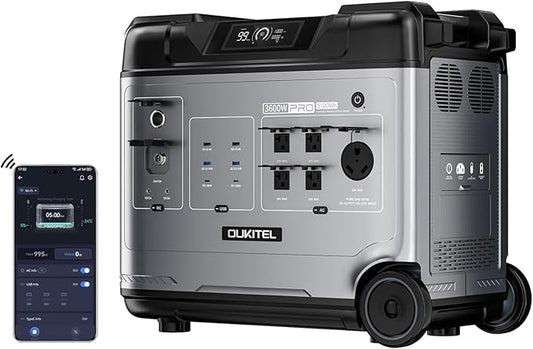 OUKITEL P5000 Pro Solar Generator(2025 NEW), 5120Wh Solar Power Station with 5x3600W AC Outlets (6000W Peak), 1800W Fast Charging, Emergency Power Station for Home, RVs, Battery Backup