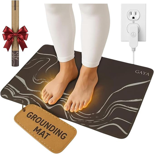 GAYA Grounding Mat for Feet, Sleep Improvement, Back Pain Relief, Muscle Relaxation & Stress, Earthing Pads for Bed, Ground for Desk, Earth Mats, Bedding Pad (24''X16'')