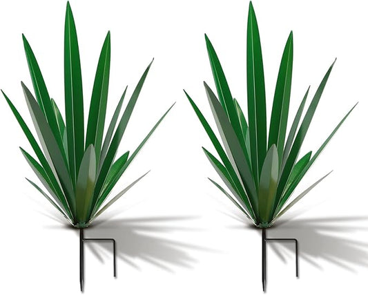 Homight Large Agave Sculpture Rustic Metal Agave Plant Outdoor Interior Decoration Outdoor Lawn Decoration Yard Wooden Posts Matching Garden Suitable for Patio