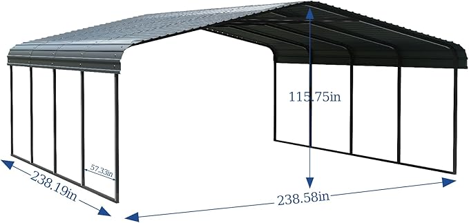 20x20 Heavy Duty Carport – Metal & Portable 20x20 Carport, Heavy-Duty RV Shelter, Car Port, Garden Shed & Weatherproof Storage Solution