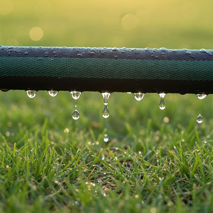 Flat Soaker Hose 75ft for Garden // Drip Hose for Garden Beds, Lawns and Trees // Heavy Duty Leakproof Design with Quick Connect // Linkable Irrigation System for Vegetables and Flowers