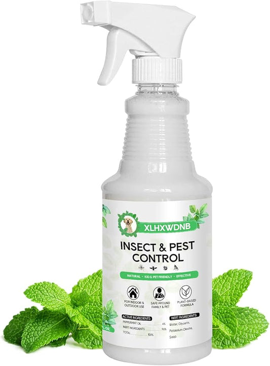 16/32oz Peppermint Spray to Repel Bugs & Insects - Natural Plant-Based Ant, Roach, Spider, Fly Repellent - Indoor/Outdoor Safe, Pet & Family Friendly Pest Control (32 Fl Oz)