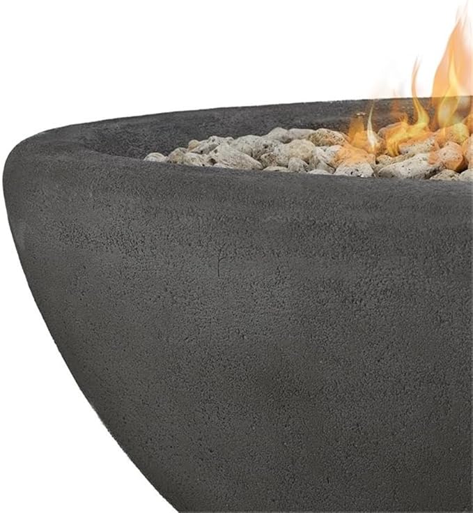 Home Square 2-Piece Set with Large Oval LP Metal Fire Bowl and Fire Glass
