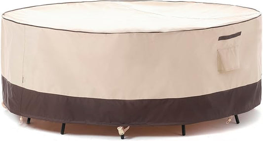 F&J Outdoors Patio Furniture Covers Waterproof Anti-UV Rip-stop Fabric Extra Large Outdoor Furniture Covers, 130" Dia x 35" H