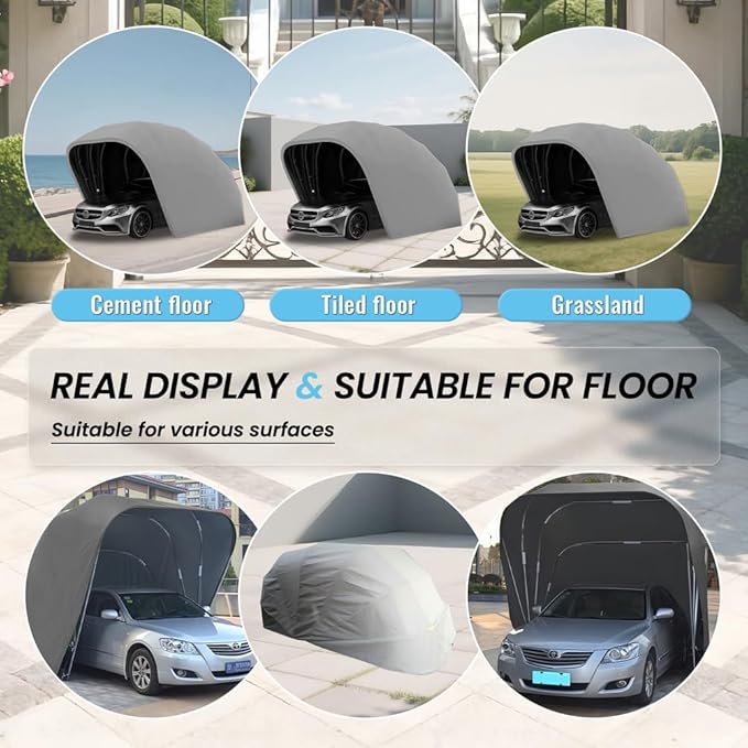 Heavy Duty Semi-Automatic Retractable Garage, Stainless Steel Outdoor Folding Carport with Sunshade Sheet Retractable, Foldable Retractable Car Awning, Mobile Car Tent Shelter for Parking Lot