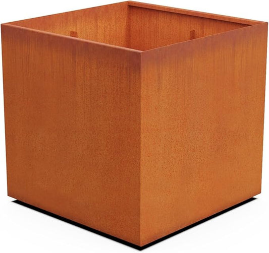 PLANTERCRAFT Corten Steel Planter Square Cube Metal Garden Box Heavy Duty | Made in USA | Fully Assembled | Commercial Residental Outdoor