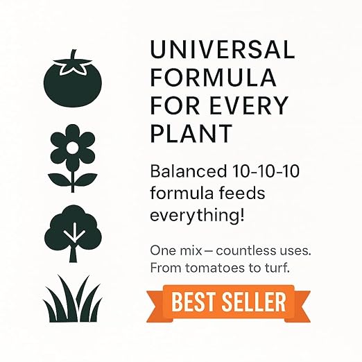 𝐁𝐄𝐒𝐓𝐒𝐄𝐋𝐋𝐄𝐑 10-10-10 Plant Fertilizer Slow Release | 10 10 10 All Purpose Fertilizer for Fruit Trees, Evergreens, Vegetables, Arborvitae, Fig Trees, Shrubs, Pines, Oaks, Flowers [3 Quarts]