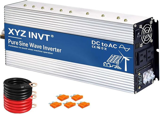 3000W Pure Sine Wave Inverter 36V to 120V AC, 6000W Peak Power, Power Converter for Solar System, Off-Grid Home, RV, Truck & Camping