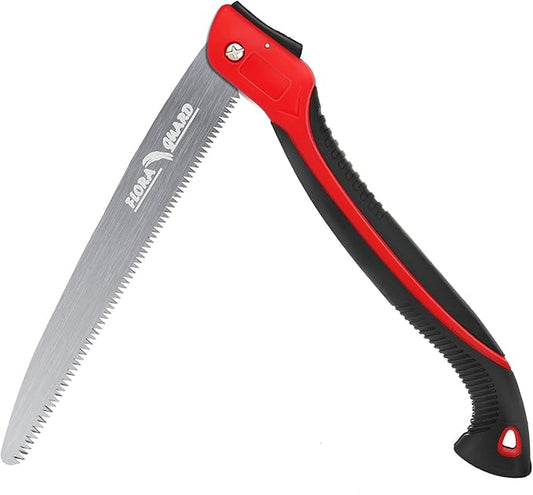 FLORA GUARD Folding Hand Saw 12-Inch, Heavy Duty SK5 Steel Pruning Saw with Hard Teeth for Wood Cutting, Tree Trimming, Camping & Gardening