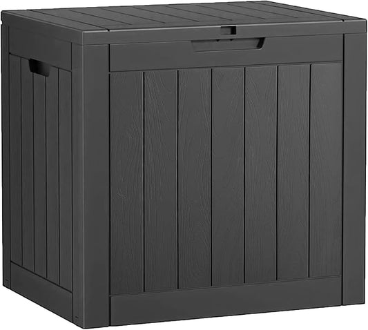 Outdoor Storage Deck Box Waterproof,Garden Tool,Backyard Cushion,Poolside Storage,Small Resin Delivery Boxes for Outside,Lockable Lid (32 Gallon, Black)