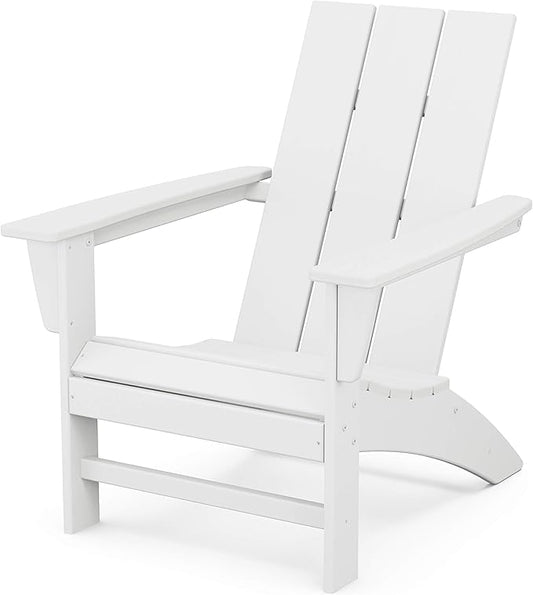 POLYWOOD AD420WH Modern Adirondack Chair, White, Durable High Density Polyethylene Construction, Easy Assembly, Waterproof, Comfortable Contoured Seat