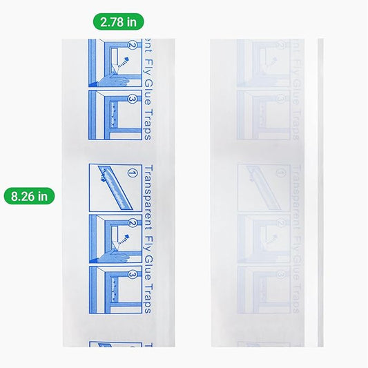 50 Pack Window Fly Traps Sticky Non-Toxic Clear Fly Paper Indoor for Home. No Mess Flies Window Sticky Traps Bug Flies Strips Indoors