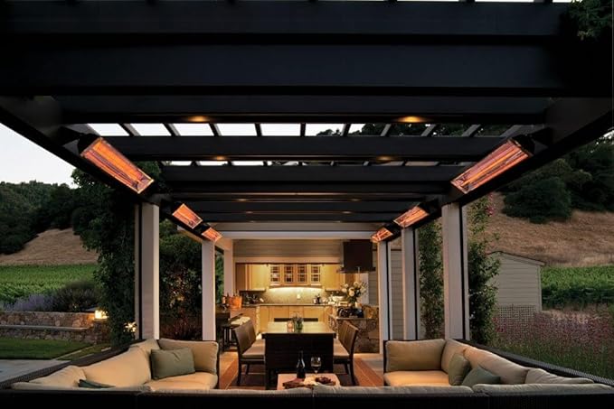 Single Element - 4000 Watt Electric Patio Heater-240 Voltage-Black Finish