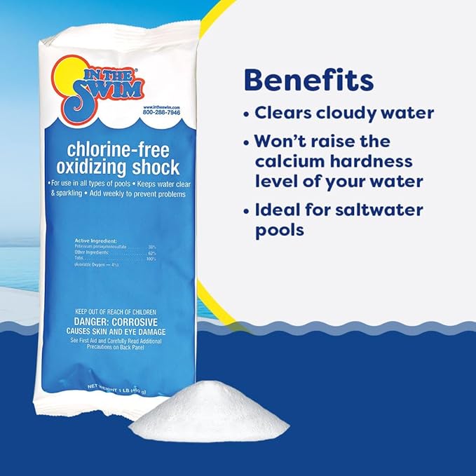 In The Swim Chlorine-Free Shock & Chlorine Tablets Bundle: 24 x 1 Pound Bags & 25 Pound Bucket of 3 Inch Stabilized Tablets