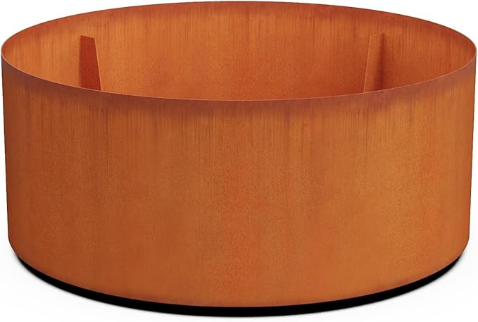 PLANTERCRAFT Corten Steel Metal Planter Box, Round Sizes, Modern Garden Steel planters for Commercial and Residential Outdoor Use.