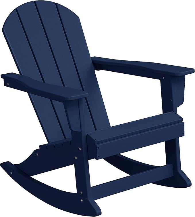 WestinTrends Malibu Outdoor/Patio Poly Adirondack Rocking Chair, Navy Blue