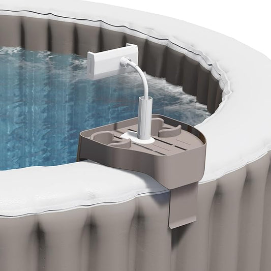 Hot Tub Table Tray with Adjustable Phone Holder, Caddy Holds 2 Drinks for Outdoor Inflatable Pool/Spa, Hot Tub Accessories for Adults, Idea Gifts for Women, Mom, Parents