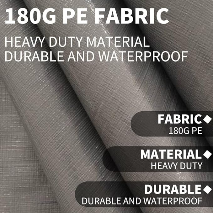 Rutile 12 x 20 FT Carport Replacement Cover, Heavy Duty Car Tarp Canopy Tent Garage Top Shelter Cover with Fabric Leg Pole Skirts and Ball Bungees Gray (Only Top Cover, Frame is not Included)