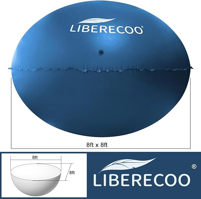 LIBERECOO 8FT Round Pool Cover Pillows for Above-Ground Swimming Pools, 0.4mm Extra Durable Long-Lasting Inflatable Winter Pool Pillows, Ropes Included