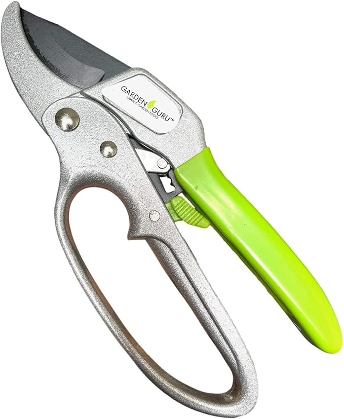 Garden Guru Ratchet Hand Pruning Shears - Professional Garden Clippers with Ergonomic Grip - Makes Tough Cuts Easy (2 Pack)