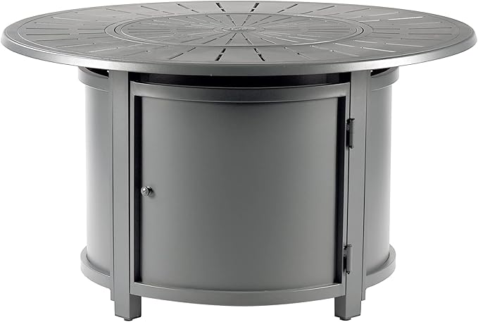 Oakland Living Round 44 in. x 44 in. Aluminum Propane Fire Pit Table with Glass Beads, Two Covers, Lid, 57,000 BTUs in Grey Finish