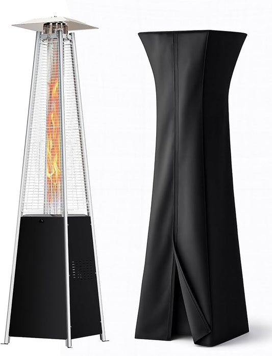 Pyramid Patio Heater for Outdoor Use, 48000 BTU Fast Heating Propane Heater with Wheels & Weatherproof Cover, Triple Protection System Outdoor Heaters for Patio, Yard, Pool, Garden