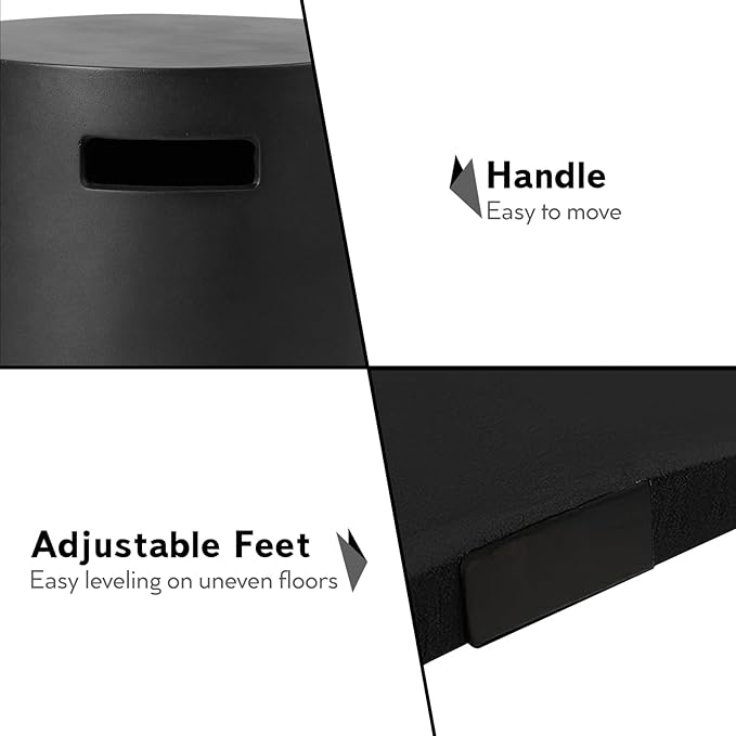 Propane Tank Cover, Propane Tank Storage Hideaway Table for Gas Fire Pits, 16 X 20inch Gas Tank Holder Storage Side Table for 20 Pound Tank Cover, Round Tank Holder- Black