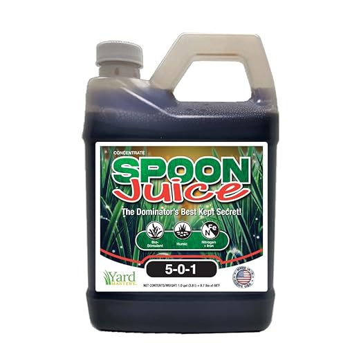 Spoon Juice Liquid Fertilizer & Bio Stimulant – 1 Single Quart (32 oz) = Covers up to 2,133 sq ft with Humic Acid Kelp Iron Blend for Lawn Trees Shrubs Flowers Gardens Potted Plants