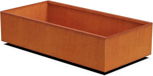 Plantercraft Large Rectangular Planters for Outdoor Plants 48x24x12 Inch Corten Steel Raised Garden Bed | Extra Large Outdoor Planter Box for Patios & Gardens | Heavy Duty 11-Gauge, Fully Assembled