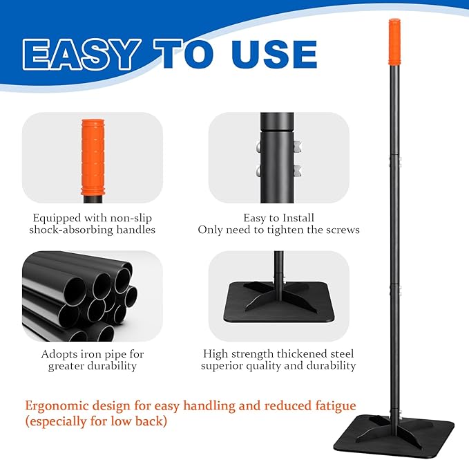 Steel Tampers Tool 8 X 8 Inch,Labor-Saving All-Steel Heavy-Duty, Landscaping, Installing Pavers and Repairing Asphalt Pavements, Black