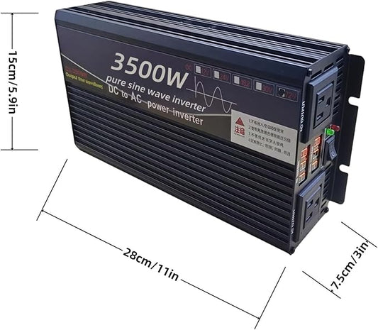 3500W Power Inverter 48V DC to 110V AC Converter with LED Display Dual AC Outlets Dual Fans Radiating for RV, Camp, Boat and Home Emergency Portable Pure Sine Wave Inverter (LED Screen, 3500W 48V)