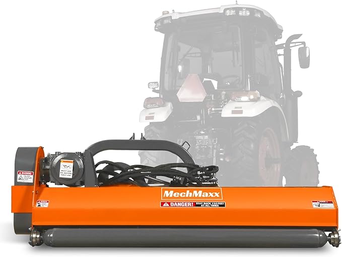 65" Inch PTO Drive 3 Point Hitch Offset Flail Ditch Bank Mower for 30-60HP CAT 1 Tractor, 85'' Offset Distance,60°/90° Rotation Angle, 28 Hammers, Model VAM65