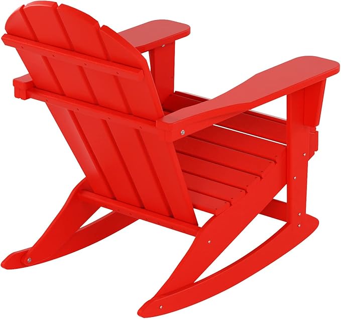 WestinTrends Malibu Outdoor Patio Porch Rocking Adirondack Chair (Set of 4), Red