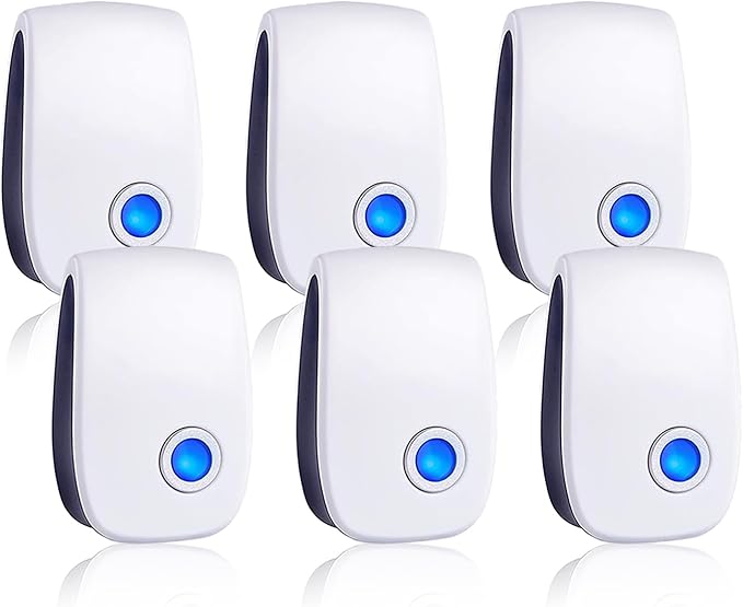 Upgraded Ultrasonic Repellent 6 Packs Pest Control Electronic Plug in for Cockroach Bugs Insects Spider Rodent Mosquitoes Mouse Repeller for Home Garage Hotel Office