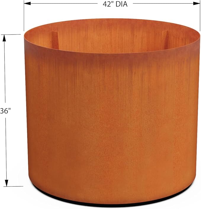 Plantercraft Extra Large Corten Steel Planter - 42x36 Large Round Planters for Outdoor Plants - Modern Metal Statement Piece for Commercial & Residential Patios or Entryways