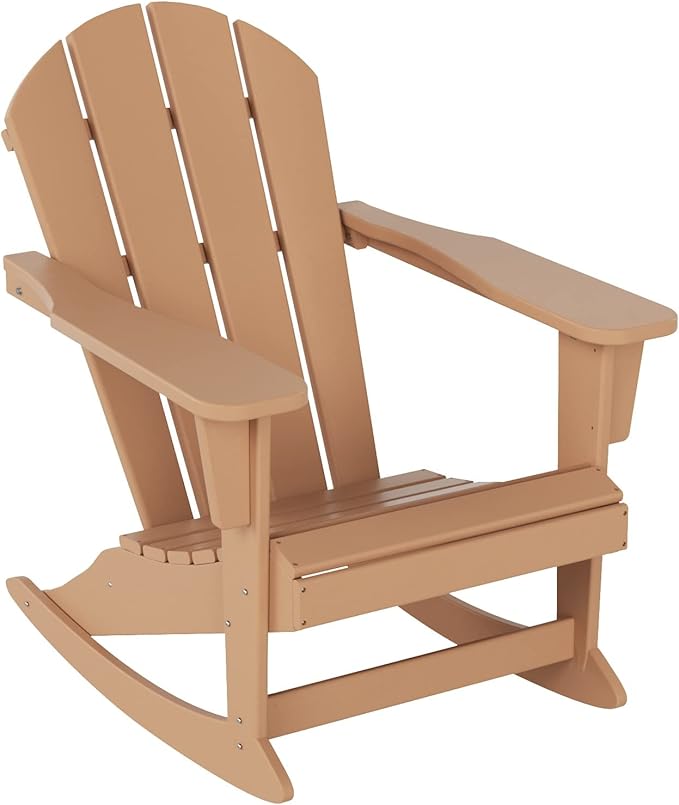 WestinTrends Malibu Outdoor Patio Porch Rocking Adirondack Chair (Set of 4), Teak