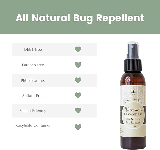 Victoria's Lavender Don’t Bug Me Natural Bug Spray for Kids, Men & Women – DEET Free Insect Spray with Essential Oils, Aloe Vera & Eucalyptus for Outdoor & Indoor, Made in USA – (2 Fl Oz + 4 Fl Oz)