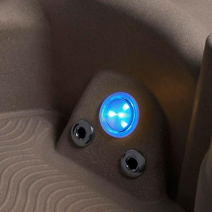 AquaLife Ariana™ 7-Person 30-Jet Non-Lounger Hot Tub with LED Lighting, Insulated Cover, Built-in Ice Bucket, Stainless Steel Heater and Ozonator