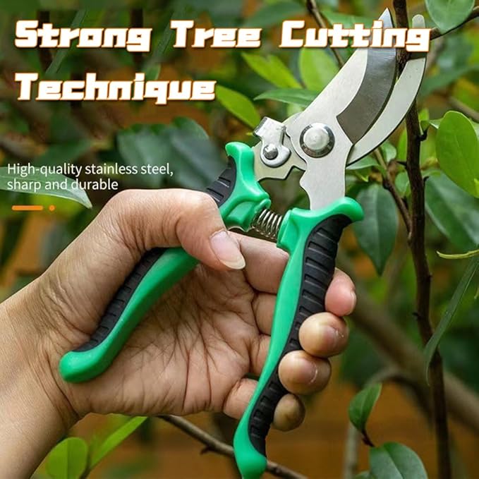 Pruning Shears Set - 3 Pack Garden Shears with Stainless Steel Blades, with Safe Lock Mechanism Handheld Garden Clippers, Gardening Snips, Garden Scissors, and Gardening Gloves