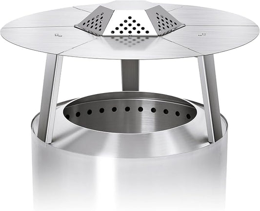Fire Pit Heat Deflector for Solo Stove Bonfire 1.0/2.0 and Other 19.5" Fire Pit, with 3 Legs 304 Stainless Steel for Solo Stove Accessories, for Outdoor Firepit Captures and Redirects Warmth.